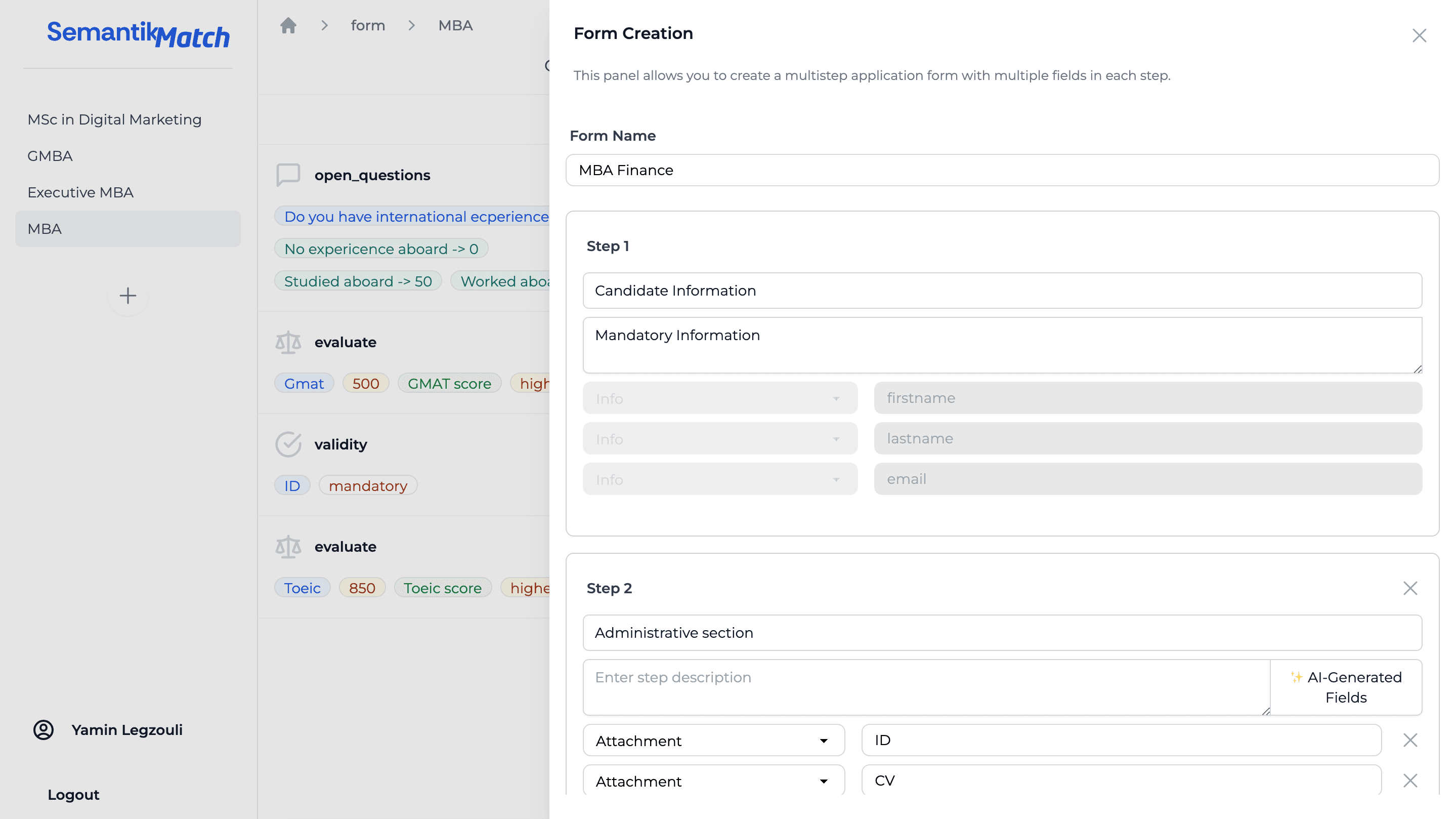 Multistep Application Forms