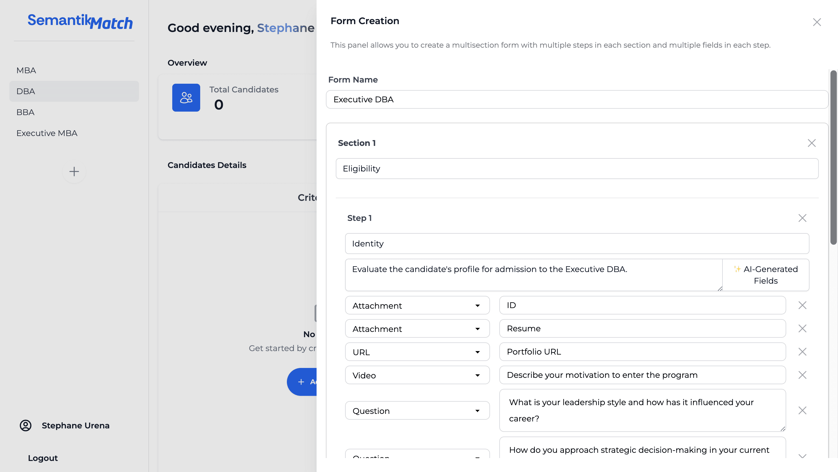 Multistep Application Forms